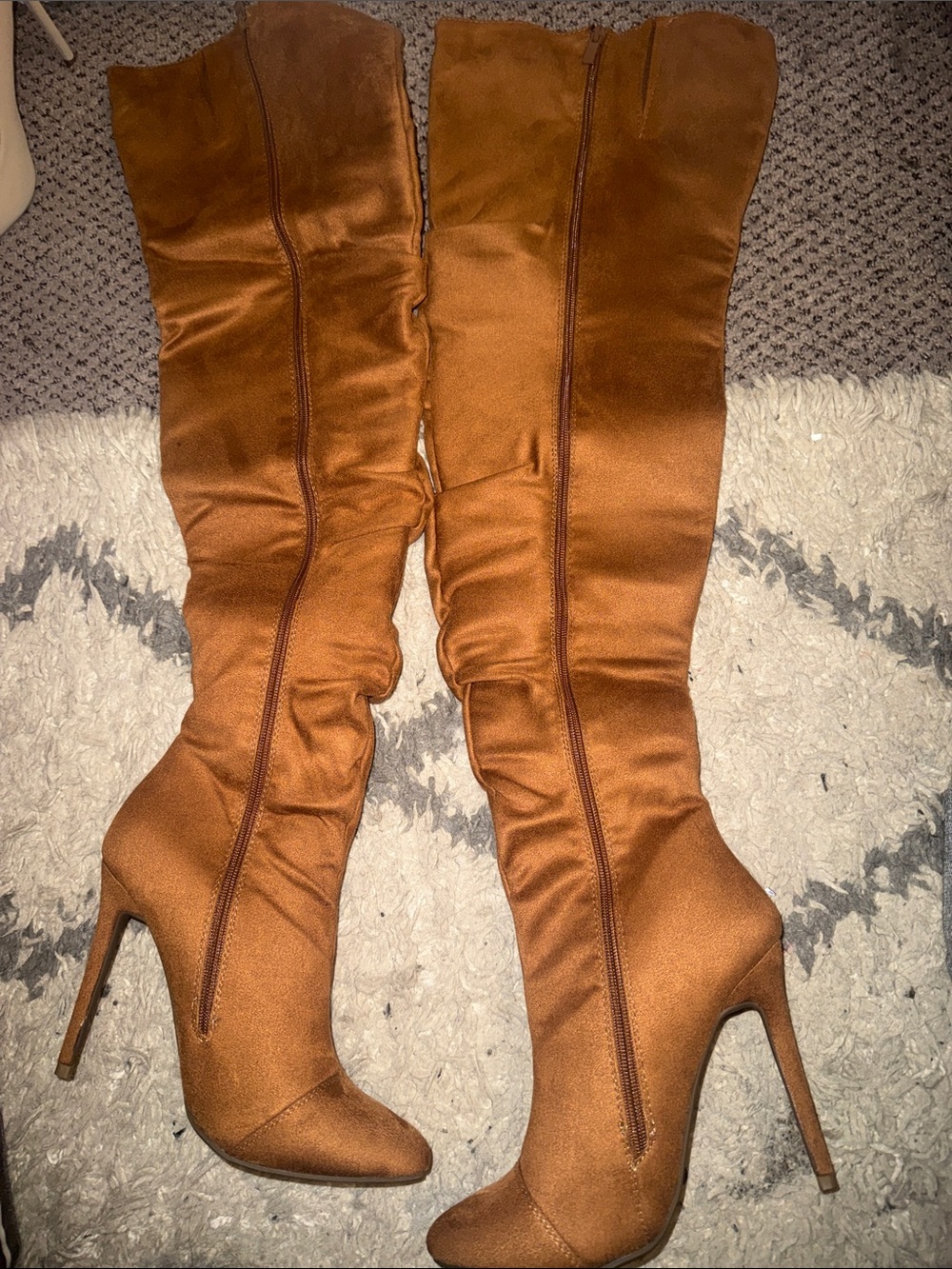 SHEIN Copper Brown Over-the-Knee Stiletto Boots